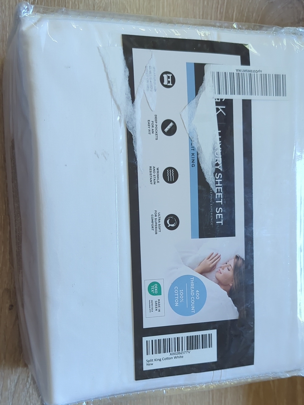 Cgk 100% Cotton 400 Thread Split King Bed Sheets Set New